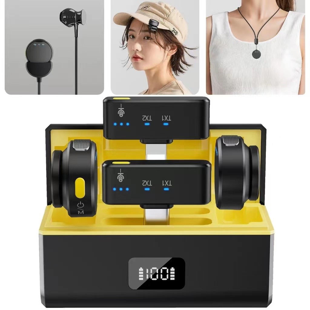 M9 Mini microfone de lapela sem fio e microfone de lapela sem fio Ruidos reduzidos/cabo P Gravacao/Android tipo C/ios