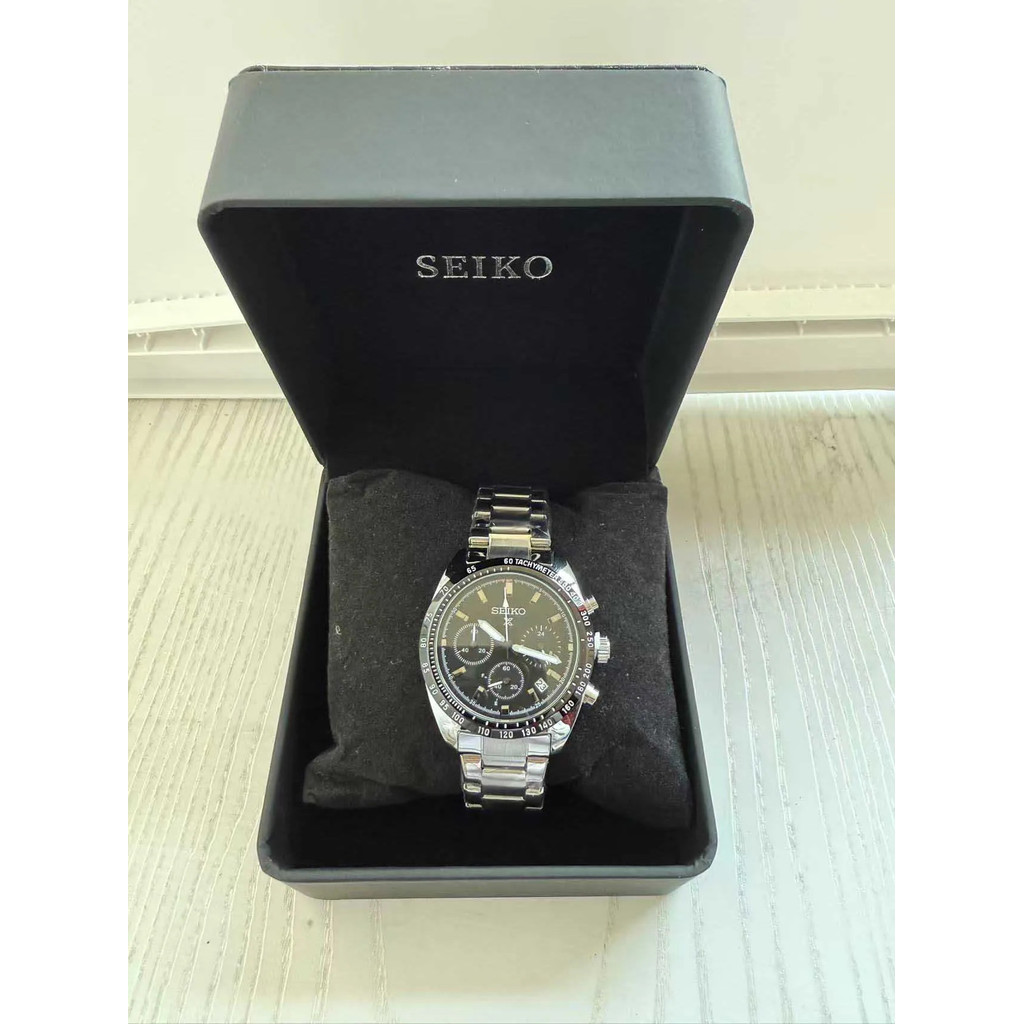 Original Seiko Panda Série Três Olhos Agulha Dial Calendário À