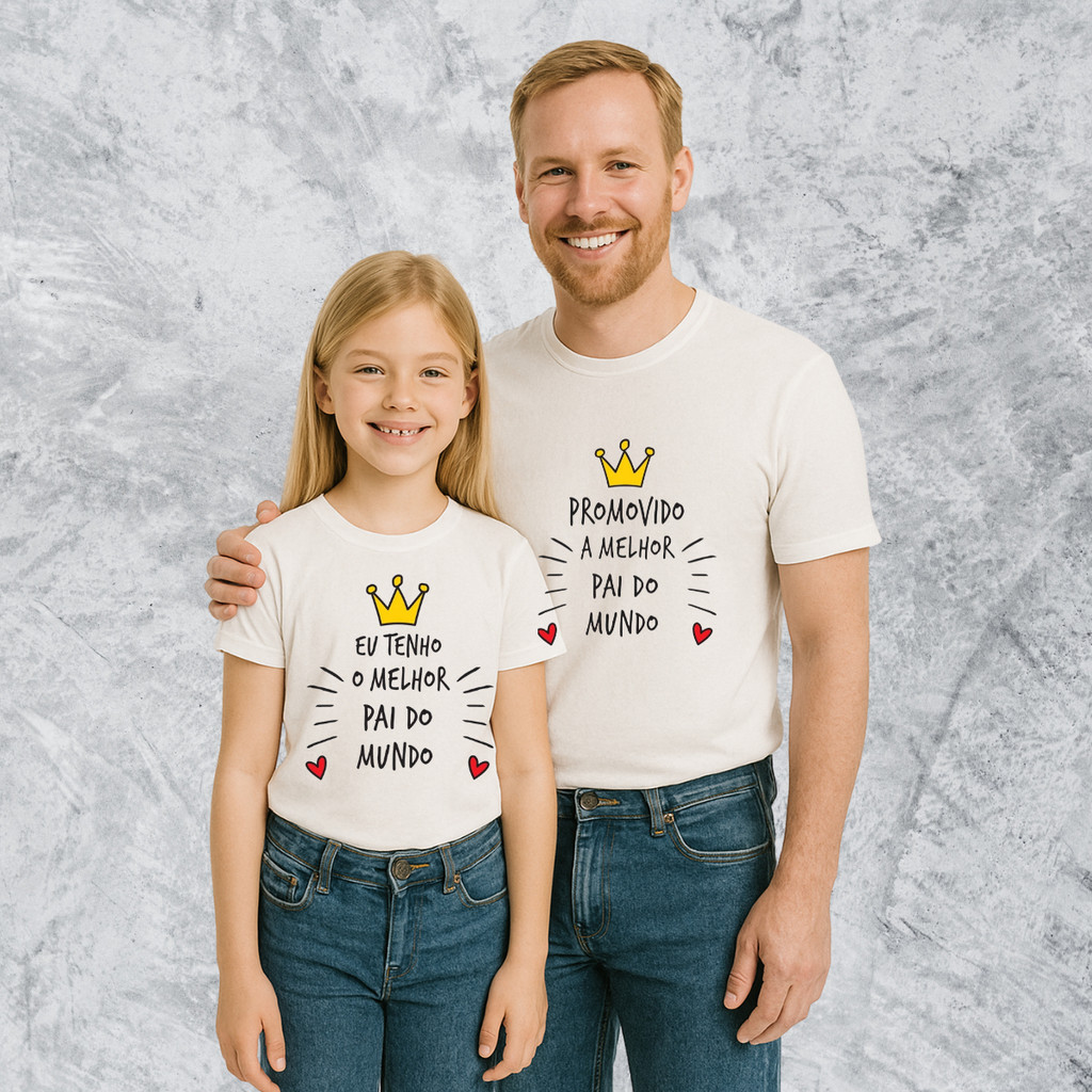 Conjunto camiseta Igual Dia Dos Pais Pai E Filho pai e Filha envio ...