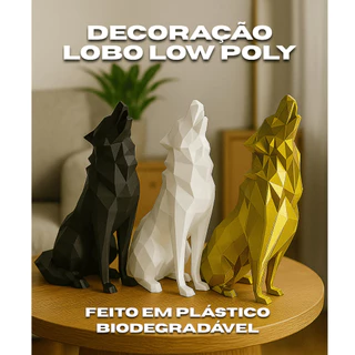 Lobo Decorativo Low Poly - Decoração para Sala ou Escritório, Estátua Minimalista Decoração Moderna