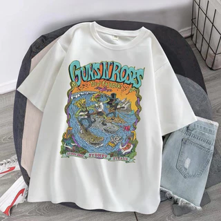 Camisa Estampada GUNS N' ROSES Hard Rock Camiseta barata unissex 100% Algodão