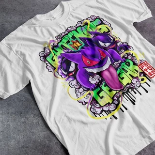 Camiseta Algodão Anime Gengar Poke Grafitti Street Estampado Camisa Fio 30.1 IC
