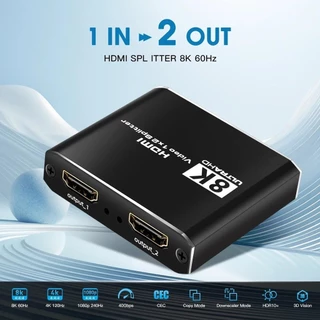 Divisor HDMI 8K 60Hz 4k 120Hz HDR10 1x2 Distribuidor De Vídeo 1 Em 2 Saídas 3D HDMI2.1 Tela Espelhamento Cópia Adaptador De Dupla Para Câmera PS5 PS4 Portátil PC Projetor De Monitor De TV