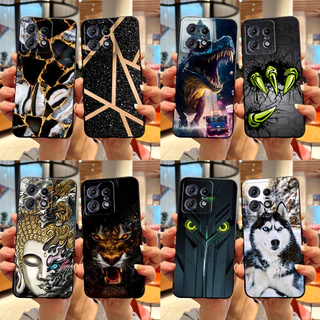 Para A Caixa Motorola Edge 50 Pro Capa De Mármore De Luxo Padrão TPU De Borracha Preta Macia De Telefone Moto