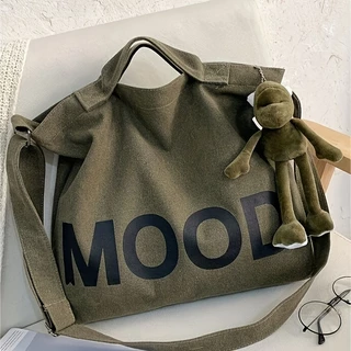 Bag Female Bag Female Bag 2024 Saco de lona para estudantes de grande capacidade de venda a quente Saco simples de mochila de corpo cruzado Mão estilo preguiçoso