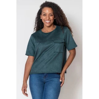 Blusa Feminina Suede Detalhe Bolso Polo Wear Verde Escuro