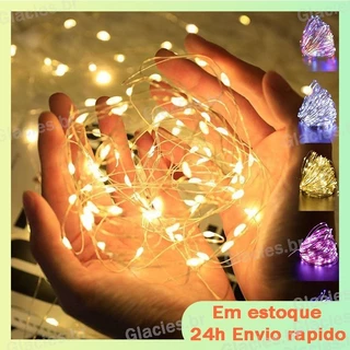 Fio De Led Fio Fada Prata Cordão De Luzes Natal E Festa Luzes De Decoração 3m 30 LEDs 3 Pilha
