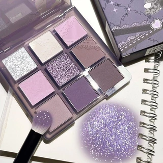 9 Cores Paleta de Sombra de Renda Púrpura Perolada Púrpura Fosco Fosco Púrpura Fumado Sombra de Menina Quente Adequada para o Dia dos Namorados de Férias (sem Pincel)