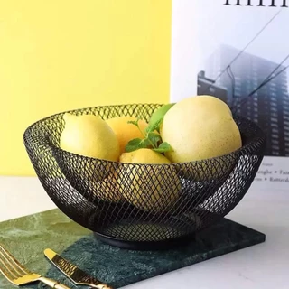 Cesta de Fruteira Aramada Modelo Com Acabamento Multiuso Preto.