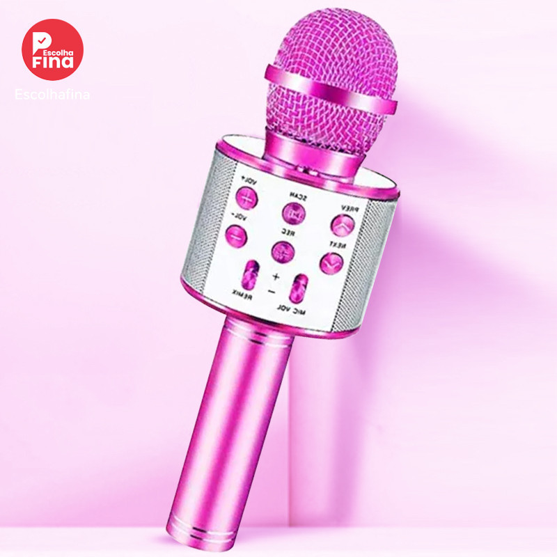 Brinquedo Microfone Karaokê Bluetooth com Efeitos de Voz para Crianças