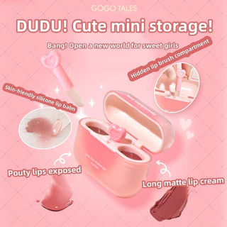 Gogogo TALES 2 Em 1 Geléia Água Brilho Labial + Lama Mate Batom Nu Airpod Copo Antiaderente Com Escova De Silicone