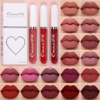 CmaaDu 3 Pcs Matte Lip Gloss Batom De Longa Duração À Prova D