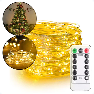 Cordão De Luz Fio Fada 5 Metros Iluminação 100 Leds Varal Luminoso Decoração Natal Com Controle
