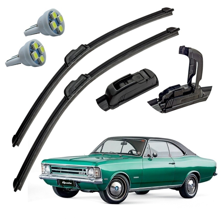 Kit Par Palheta Limpador Parabrisa Chevrolet Opala 1971 A 1992 + Pingo T10
