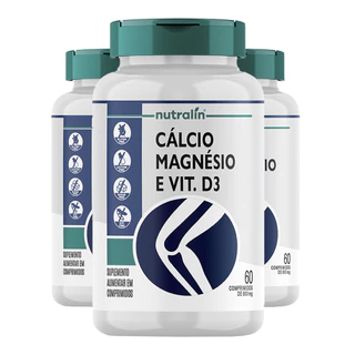 Kit 3x Cálcio Magnésio e Vitamina D3 Nutralín 60 Comp.