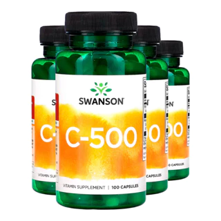 Kit 4x Vitamina C-500 e Rosa Mosqueta Swanson 100Caps Importado /Made in Usa