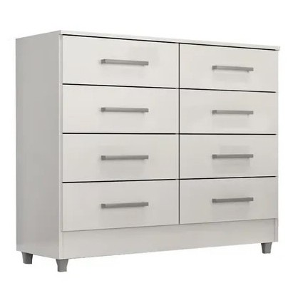 Armário Comoda Gaveteiro 8 Gavetas Branco