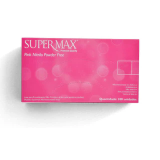 Luva Nitrílica Supermax Pink Tamanho P com 100 unidades