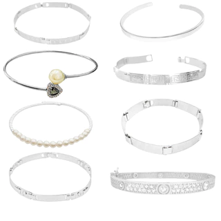 Bracelete Liso Prateado Detalhado com Pérolas Cravejado em Zircônia Banhado a Prata 925 em Oferta na Shopee