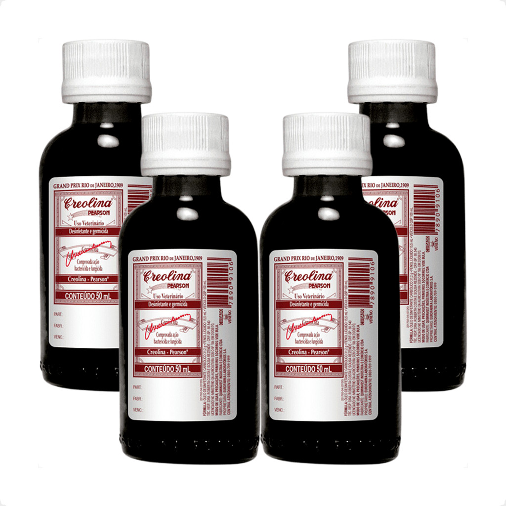 Kit 4 Creolina Pearson Desinfetante e Germicida - 50ml | Shopee Brasil