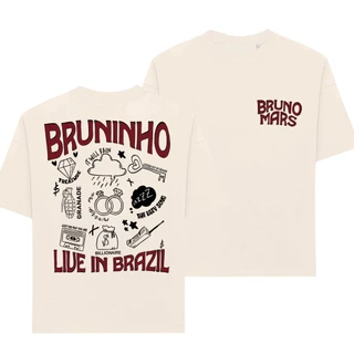 Camiseta Oversized Streetwear Masculina Feminina 100% Algodão Cantor Bruno Mars Turnê