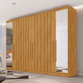 Guarda-Roupa Solteiro Oxford 6 Portas 4 Gavetas com Espelho Ripado 100% Mdf