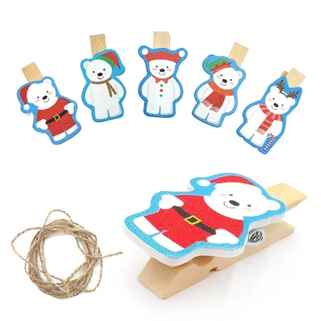 Kit com 10 mini prendedores de natal ursinho - 35mm x 10mm