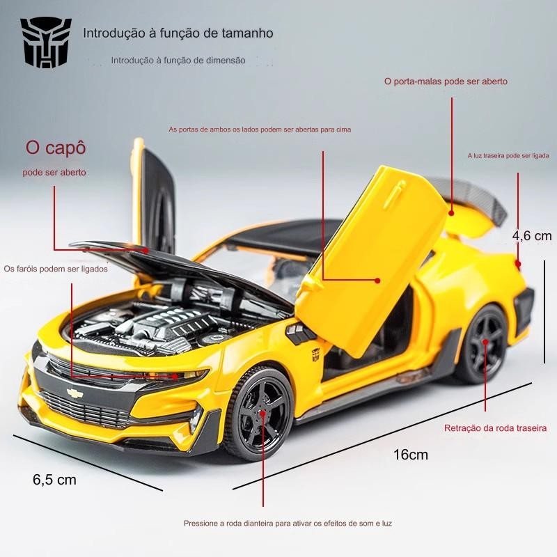 LOBIU Brinquedo Camaro Carrinho Ferro Miniatura Abre Capô E Porta Metal