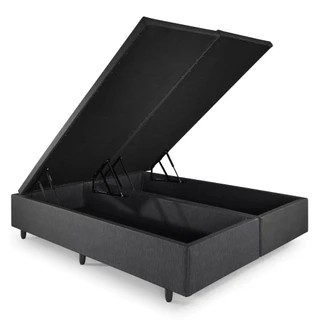 Base Box Baú Queen 158x198x42 Courino Linho Preto em Oferta na Shopee