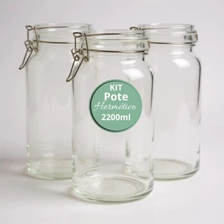 POTE DE VIDRO PREMIUM 2200ML HERMÉTICO COM TRAVA DE AÇO KIT OU AVULSO