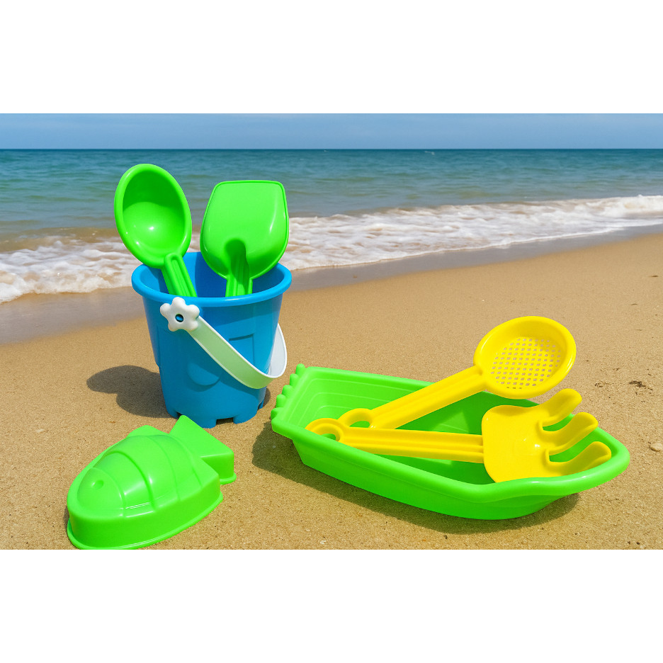 Kit Brinquedos de Praia Infantil Barquinho com Baldinho De Areia ...
