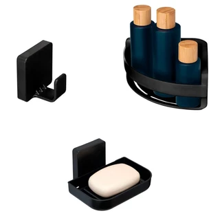 Kit Banheiro Gancho de Toalha, Saboneteira de Parede e Porta Shampoo - Arthi em Oferta na Shopee