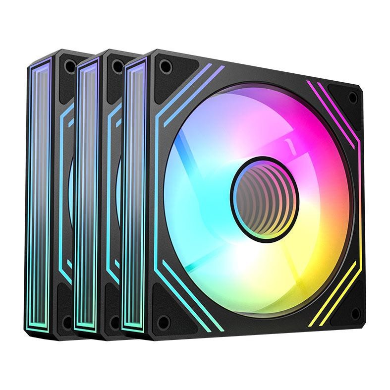 Kit Ventoinhas Acegeek Neon, ARGB, 3x120mm, Preto, AG-NEON3X1-BK