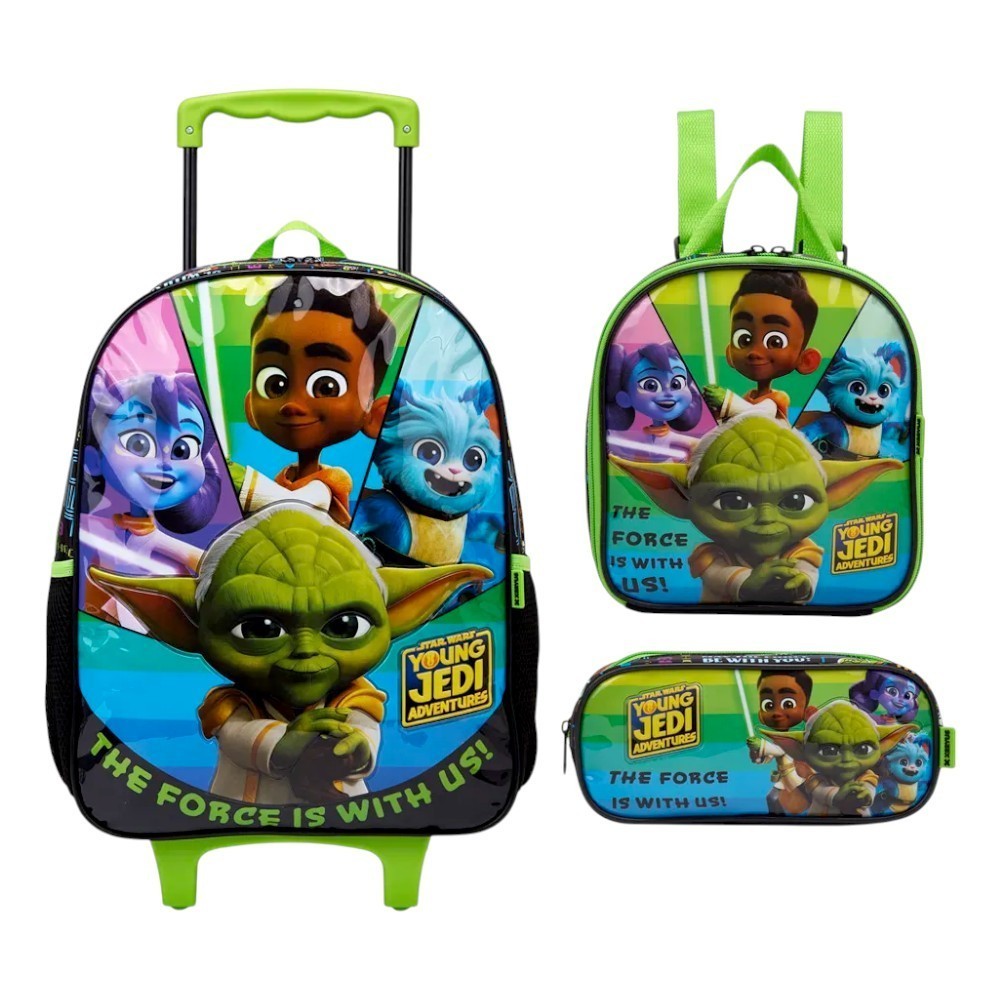 Kit Mochila Infantil com rodinhas Star Wars Jovens Jedi Lancheira ...
