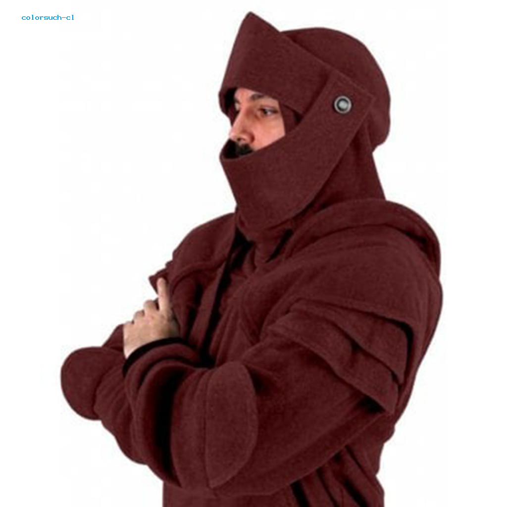CS | Capuz Medieval De Estilo Retrô Halloween Com Drawstring Hood E Patch Pocket Perfeito Para Compradores Do Sudeste Asiático