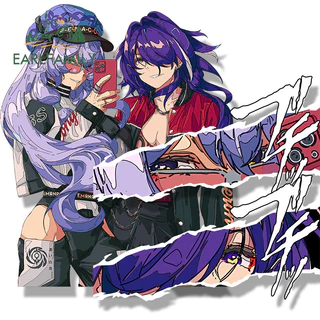 EARLFAMILY 13cm Acheron x Preto Cisne Peek Car Sticker Honkai Star Rail Fanart Frigorífico À Prova De Arranhões Decalque Do Pára-Brisas Traseiro Rótulo Divertido