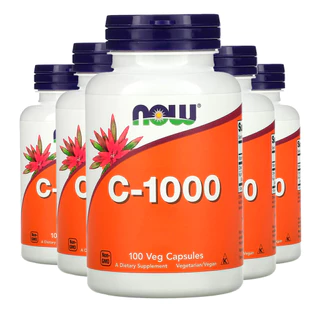Kit 5x Vitamina C 1000mg Now Foods 100Veg Caps /Made in Usa