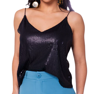 Blusa Regata com Brilho de Paete