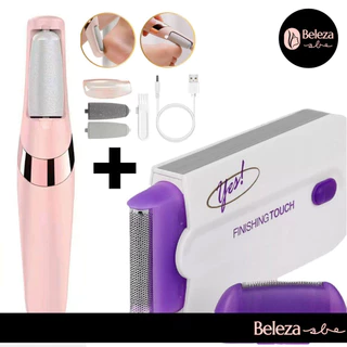 kit de cuidados femininos Depilador recarregável sem fio 2 em 1 + Lixador de Pé Elétrico