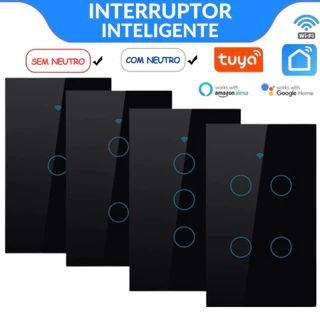 INTERRUPTOR INTELIGENTE WI-FI TOUCH 1, 2, 3, 4 BOTÕES TUYA SMART LIFE COMPATÍVEL ALEXA E GOOGLE HOME