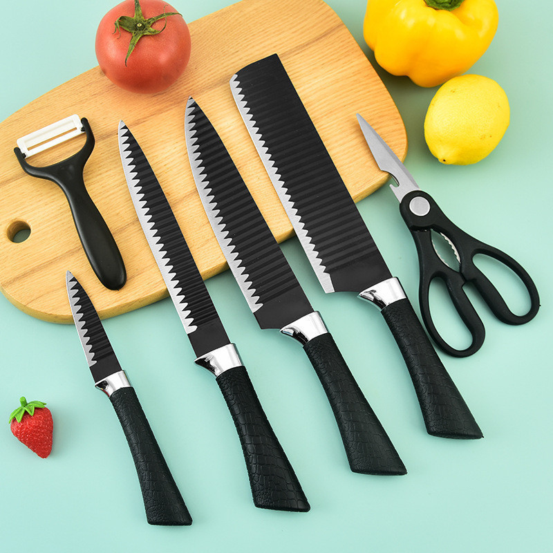 Kit de 6 Facas Churrasco inox cozinha Profissional Antiaderente-envio imediato marisastore