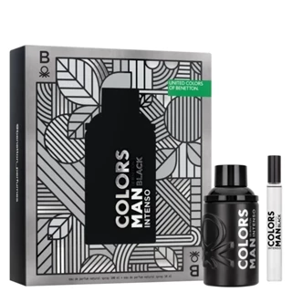 Kit Colors Man Black Intenso Benetton Masculino Edp 100ml + Mini 10ml