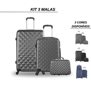 Mala viagem avião kit 3 peças Regulamentada ANAC Cadeado anti-furto rodas 360º resistente
