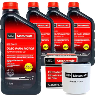 Kit 4 Litros De Oleo 5w20 E Filtro De Oleo Motorcraft Ford Ecosport Focus Ka 3 Cilindros