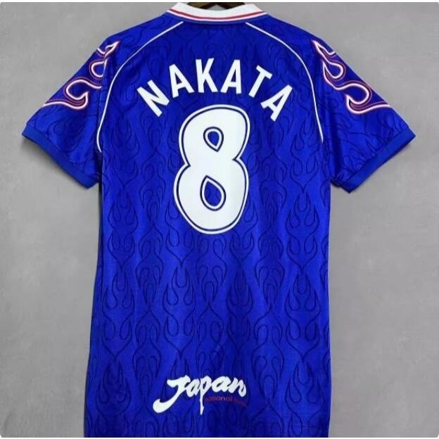 1998 Japão Home Seleção Nacional Jersey Manga Curta Retro Futebol Nakata Hidetoshi Little Flame