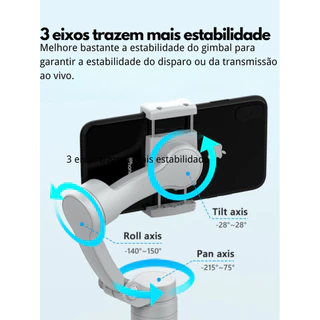 Estabilizador Portatil de Três Eixos Portátil SK062 com Haste de Extensão Embutida para Smartphone, Compatível com Android e iPhone, Ideal para Vlog, Vídeos no YouTube e TikTok SusStore