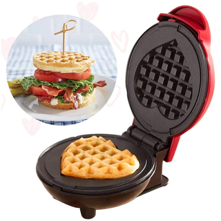 Máquina Waffle Coração Elétrica 110v ou 220v Panquecas Antiaderente Portátil