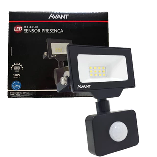 Kit 2 Refletor Sensor Presença 10W Branco Frio 6500K Fotocelula