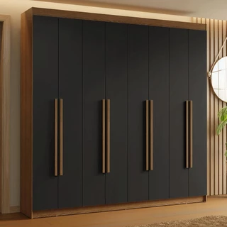 Guarda-Roupa Casal 8 Portas Batentes Rustic/Preto/Rustic Saturno Madesa em Oferta na Shopee