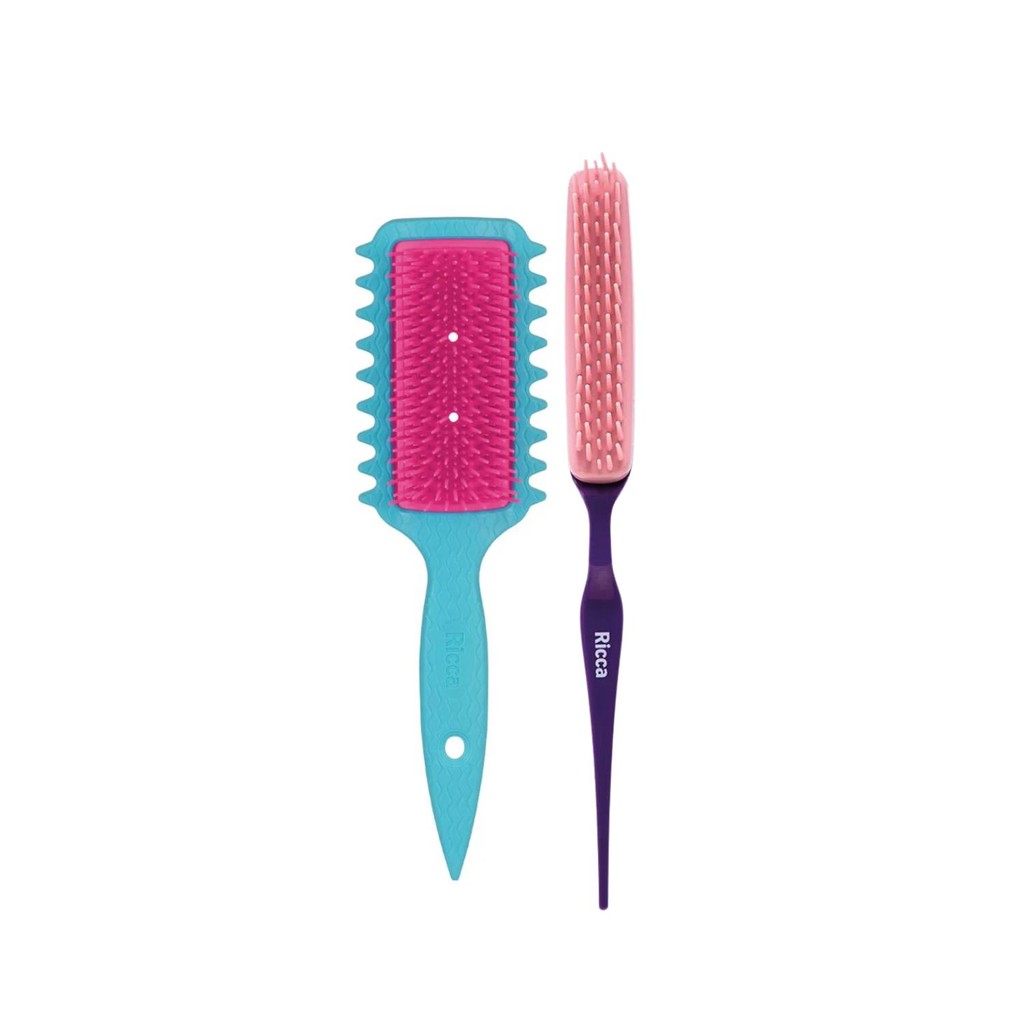 Combo Escova Flex Fitagem Curl e Pente Para Fitagem Ricca | Shopee Brasil